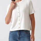 Cotton Cashmere Button Tee | Ivory-1