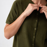 Cotton Cashmere Button Tee | Olive-2