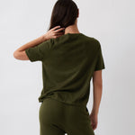 Cotton Cashmere Button Tee | Olive-3