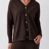 Cotton Cashmere Cardi | Cocoa-1