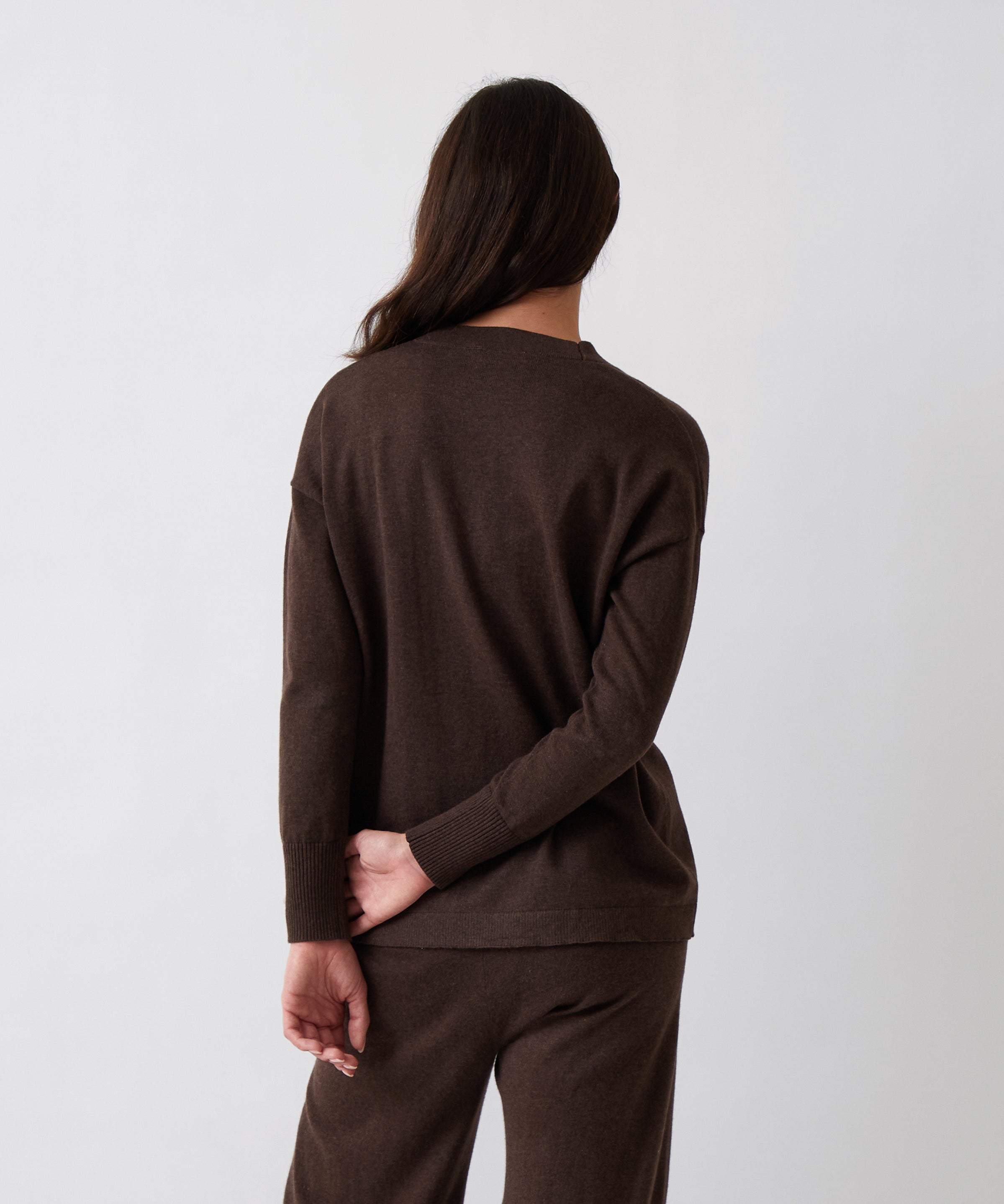Cotton Cashmere Cardi | Cocoa-4