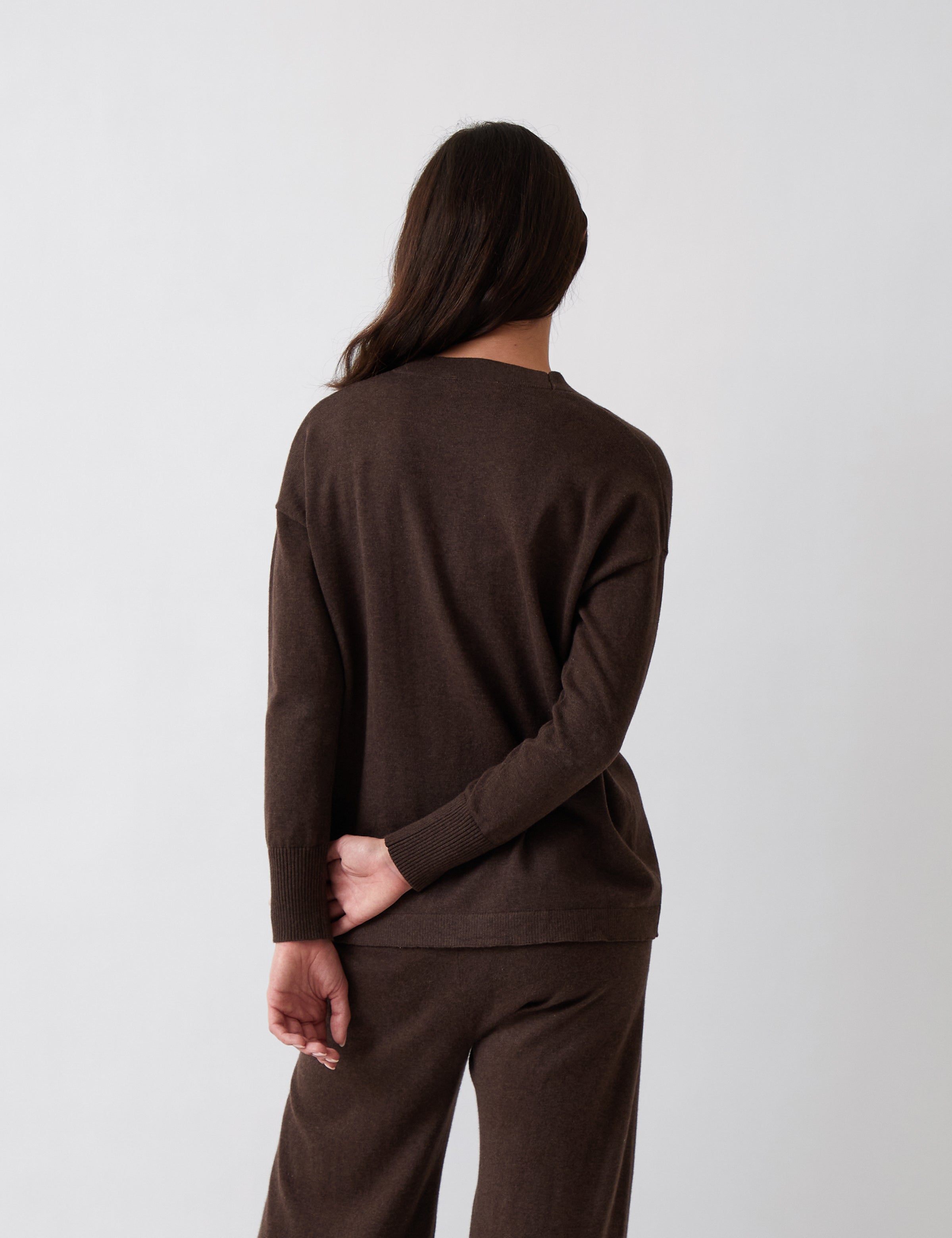 Cotton Cashmere Cardi | Cocoa-4