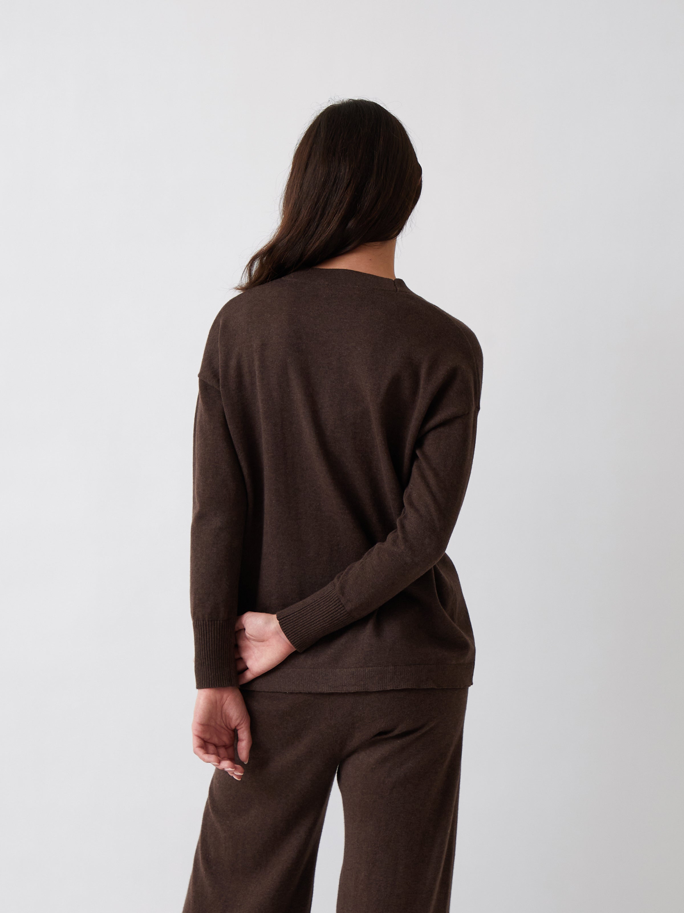 Cotton Cashmere Cardi | Cocoa-4