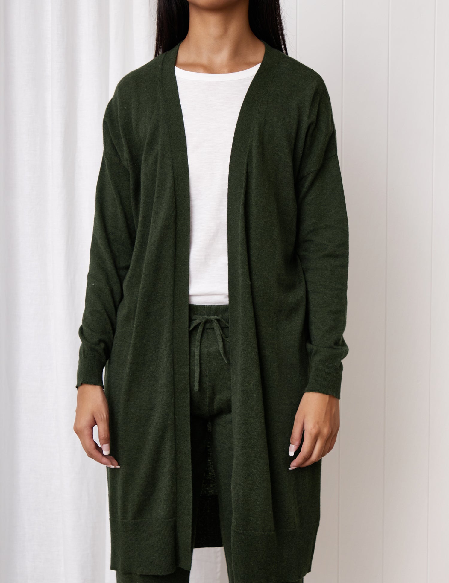 Cotton Cashmere Cardi | Green-1