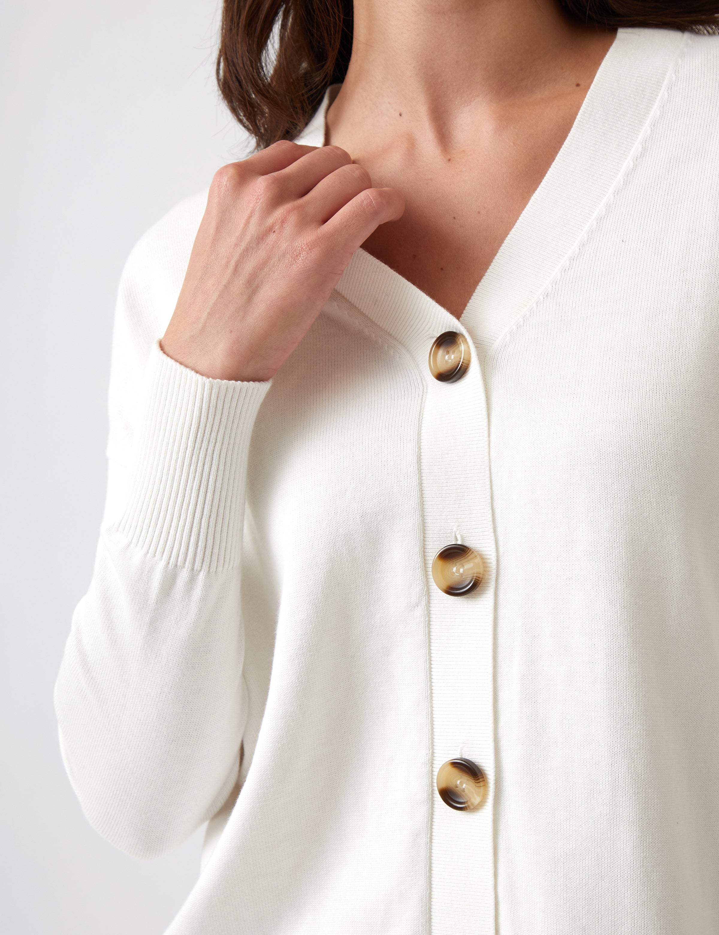 Cotton Cashmere Cardi | Ivory-2