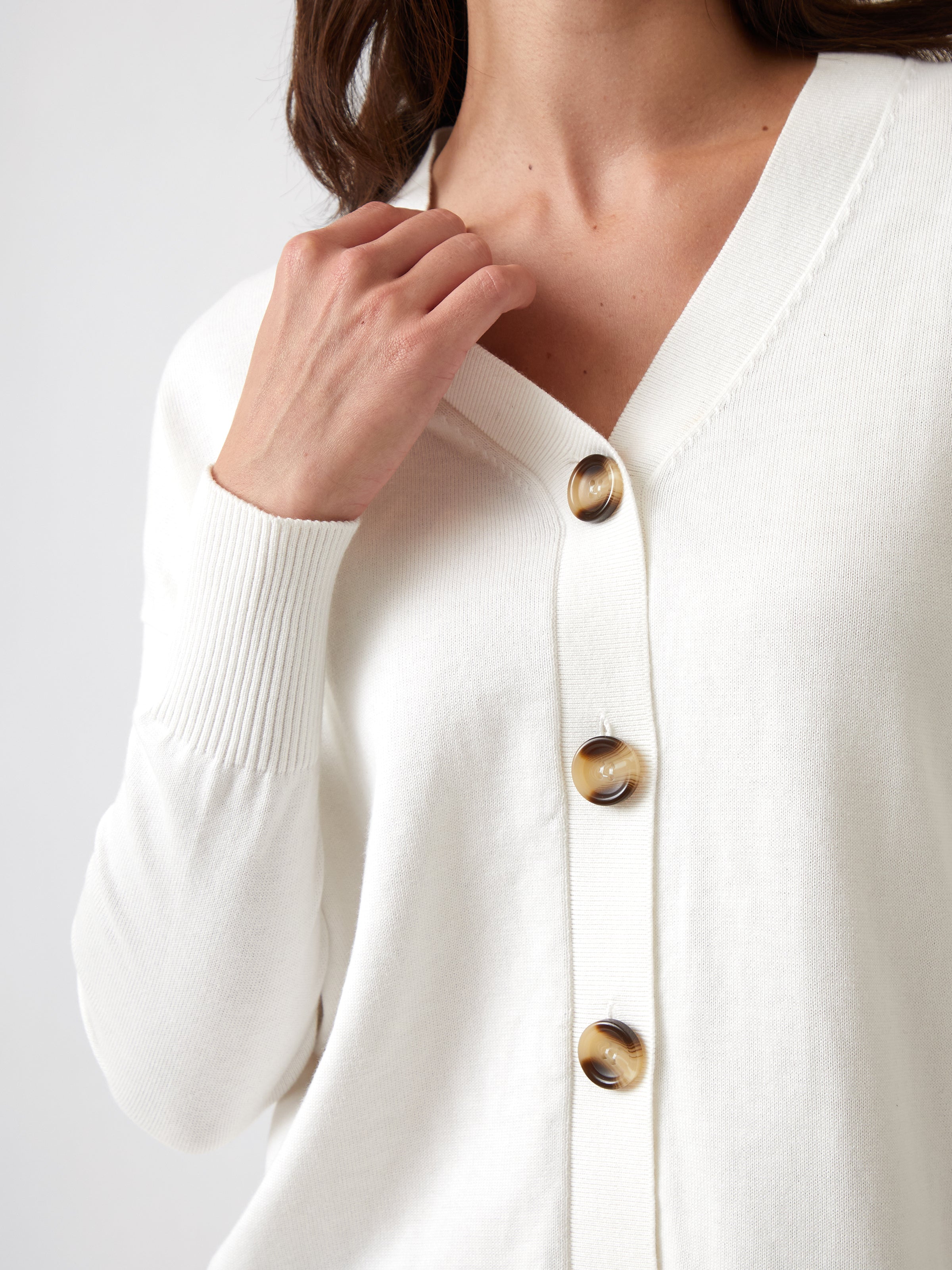 Cotton Cashmere Cardi | Ivory-2