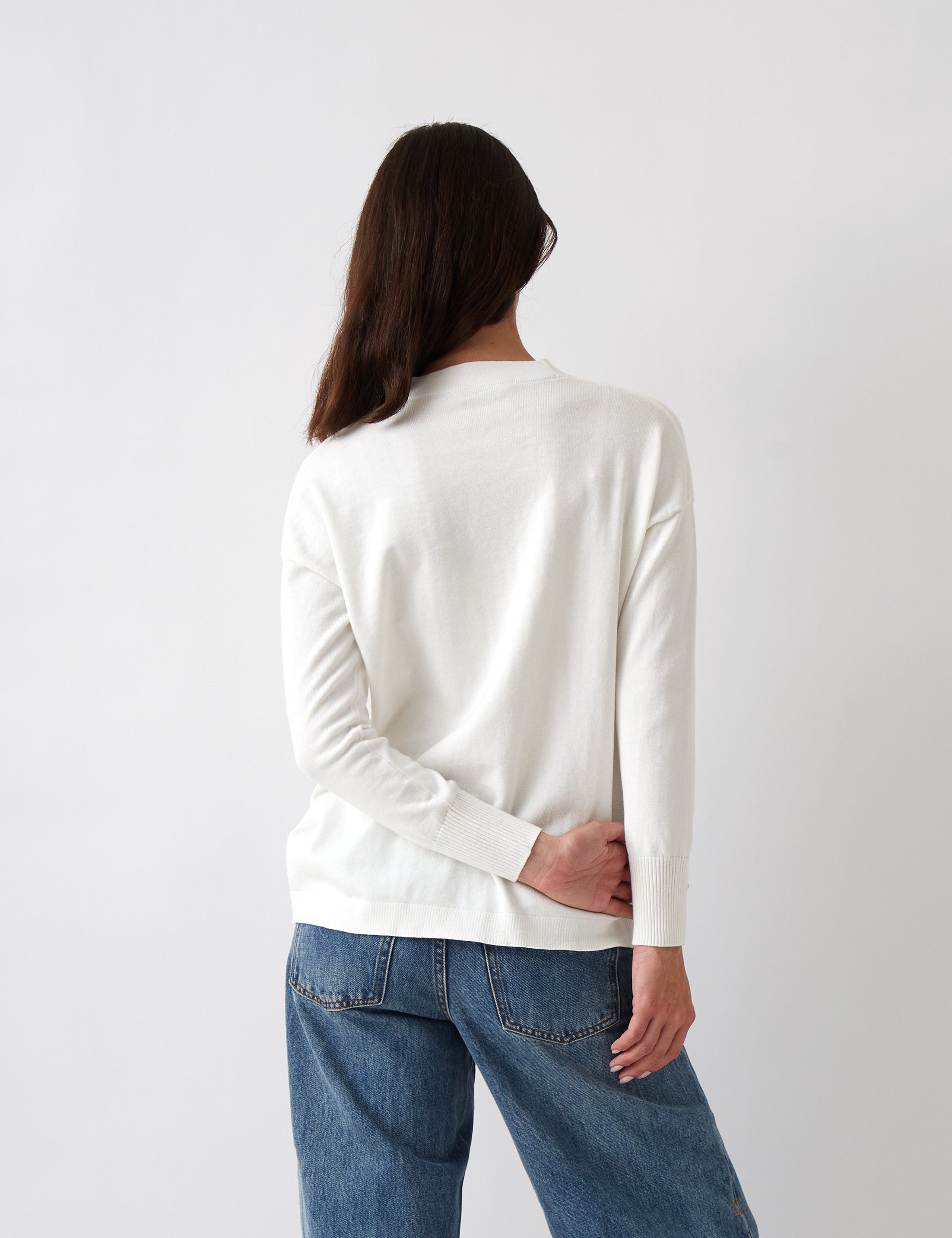 Cotton Cashmere Cardi | Ivory-4
