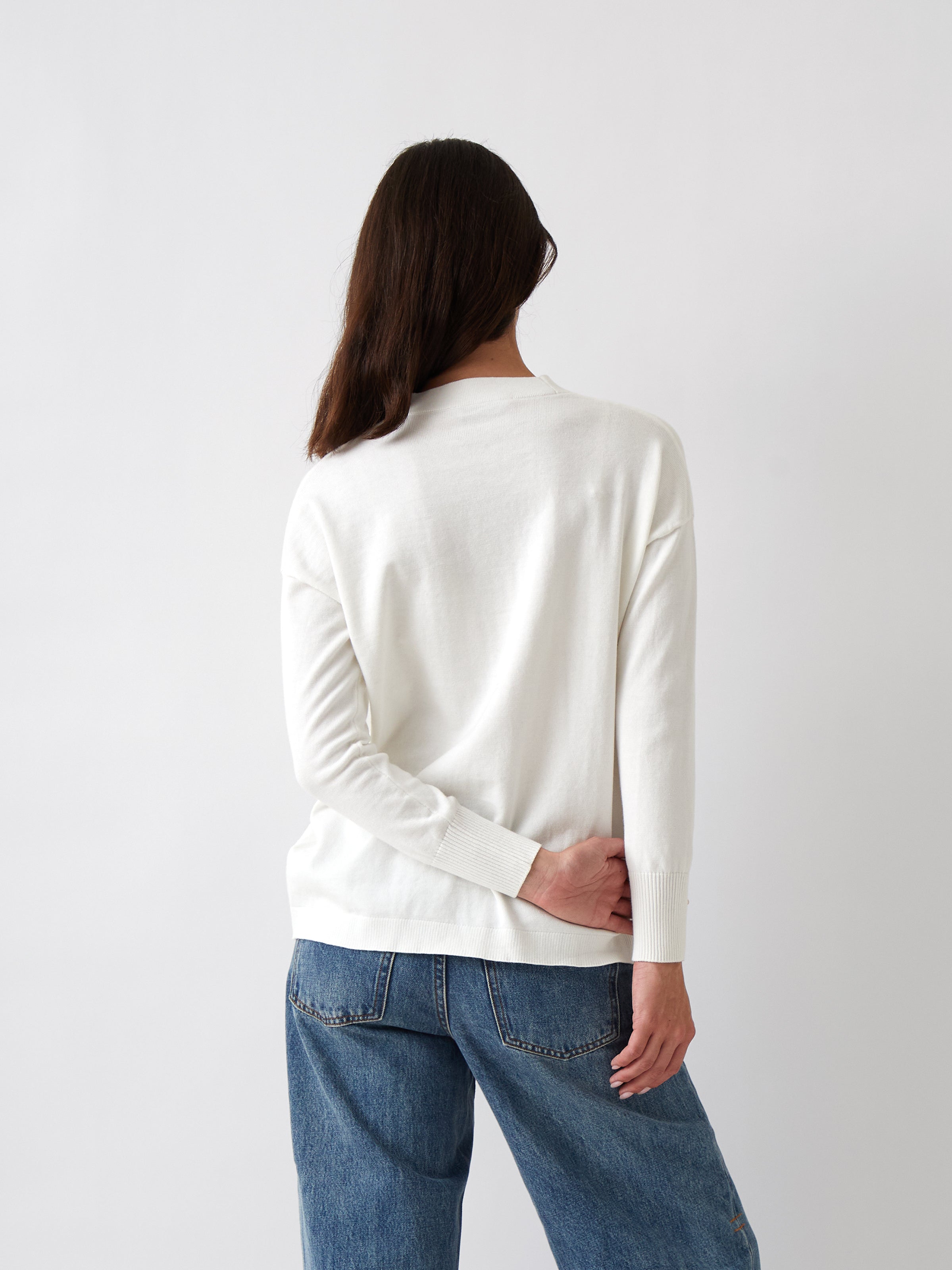 Cotton Cashmere Cardi | Ivory-4