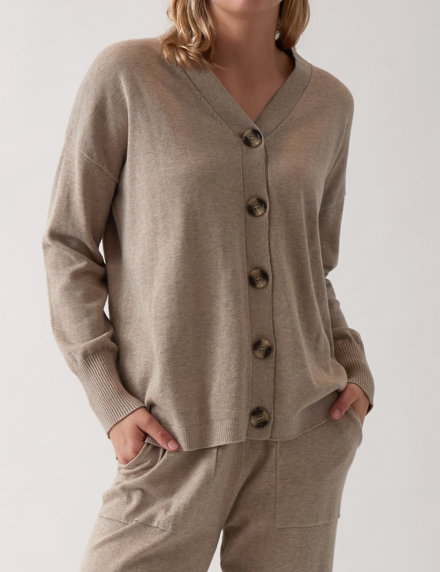 Cotton Cashmere Cardi | Natural-1