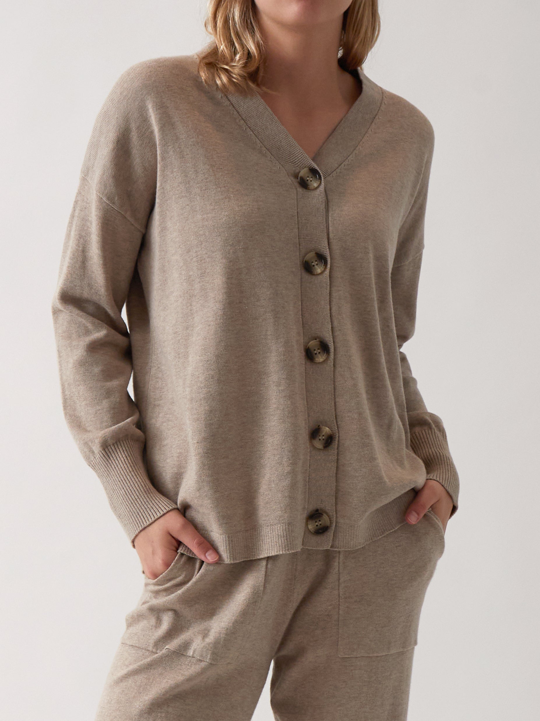 Cotton Cashmere Cardi | Natural-1