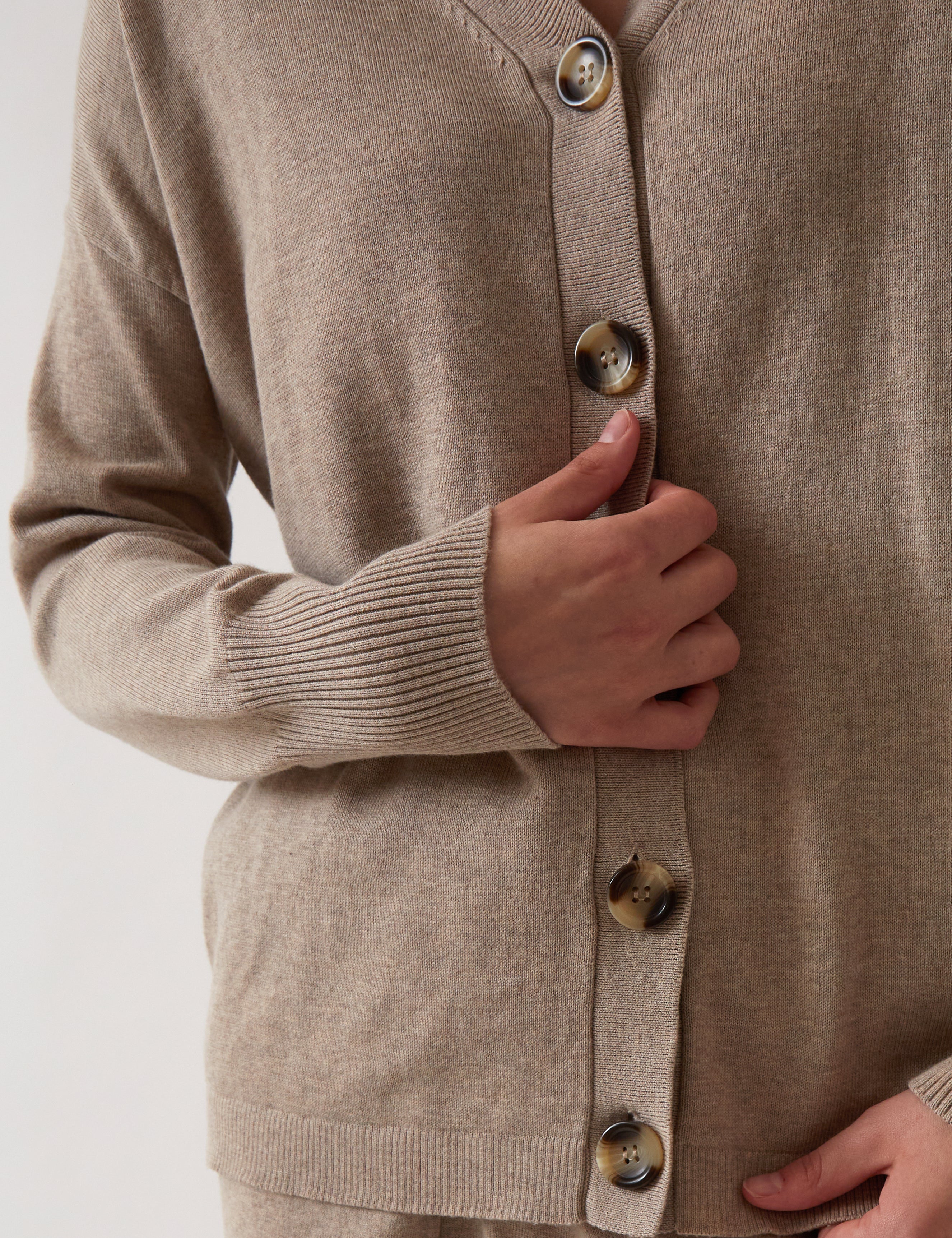 Cotton Cashmere Cardi | Natural-2