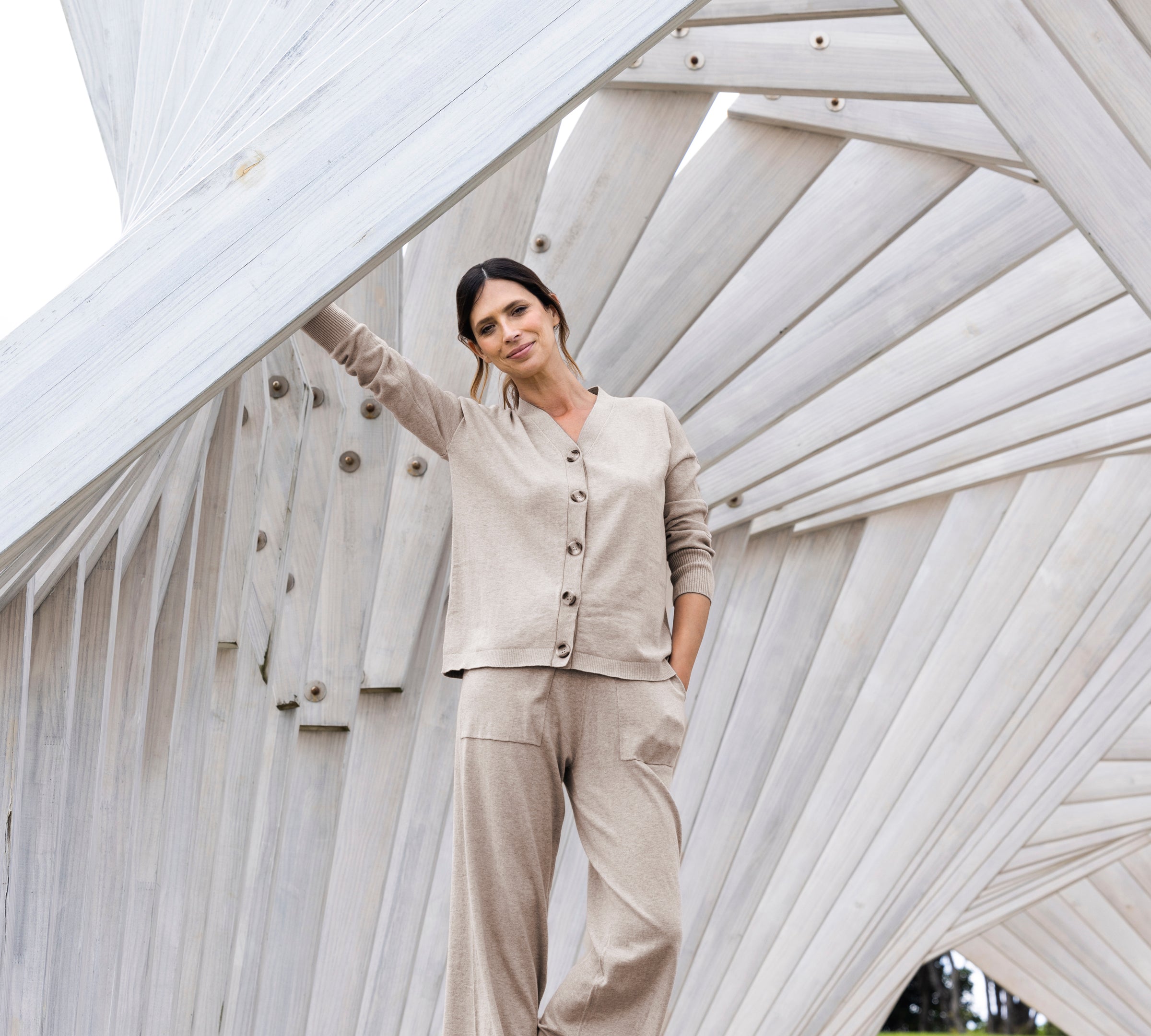 Cotton Cashmere Cardi | Natural-3