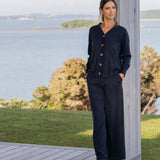Cotton Cashmere Cardi | Navy-3