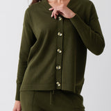 Cotton Cashmere Cardi | Olive-1