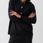 Cotton Cashmere Collared Jumper | Black-1