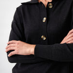 Cotton Cashmere Collared Jumper | Black-2