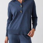 Cotton Cashmere Collared Jumper | Blue-1