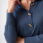 Cotton Cashmere Collared Jumper | Blue-2