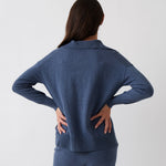 Cotton Cashmere Collared Jumper | Blue-4