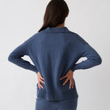 Cotton Cashmere Collared Jumper | Blue-4