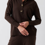 Cotton Cashmere Collared Jumper | Cocoa-1