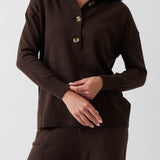 Cotton Cashmere Collared Jumper | Cocoa-1