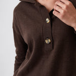 Cotton Cashmere Collared Jumper | Cocoa-2