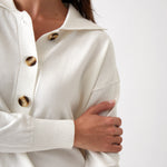Cotton Cashmere Collared Jumper | Ivory-2