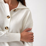 Cotton Cashmere Collared Jumper | Ivory-2