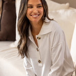 Cotton Cashmere Collared Jumper | Ivory-3