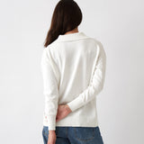 Cotton Cashmere Collared Jumper | Ivory-4