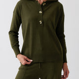 Cotton Cashmere Collared Jumper | Olive-1