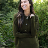 Cotton Cashmere Collared Jumper | Olive-3