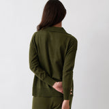 Cotton Cashmere Collared Jumper | Olive-4
