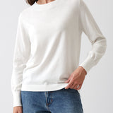 Cotton Cashmere Crew Jumper | Ivory-1
