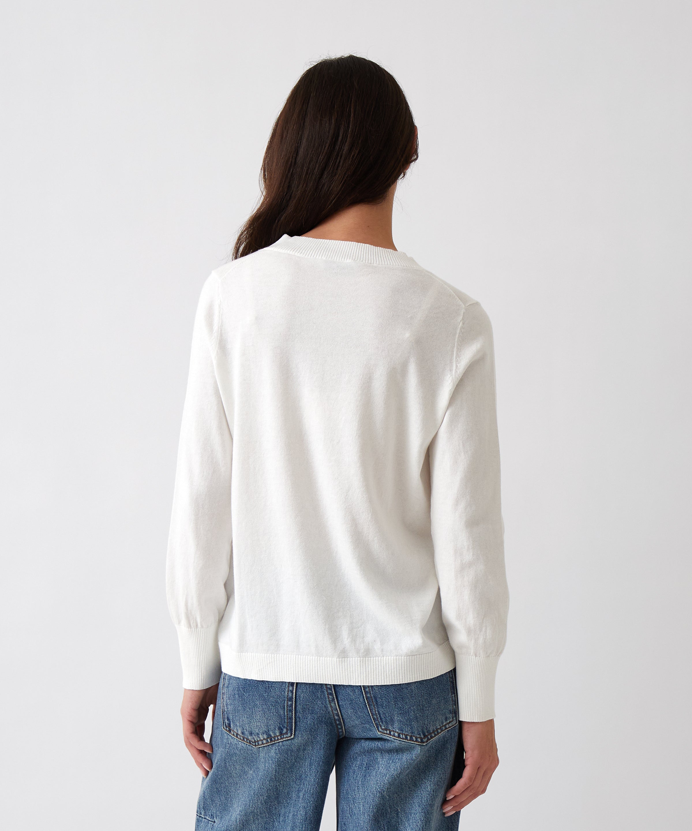 Cotton Cashmere Crew Jumper | Ivory-4