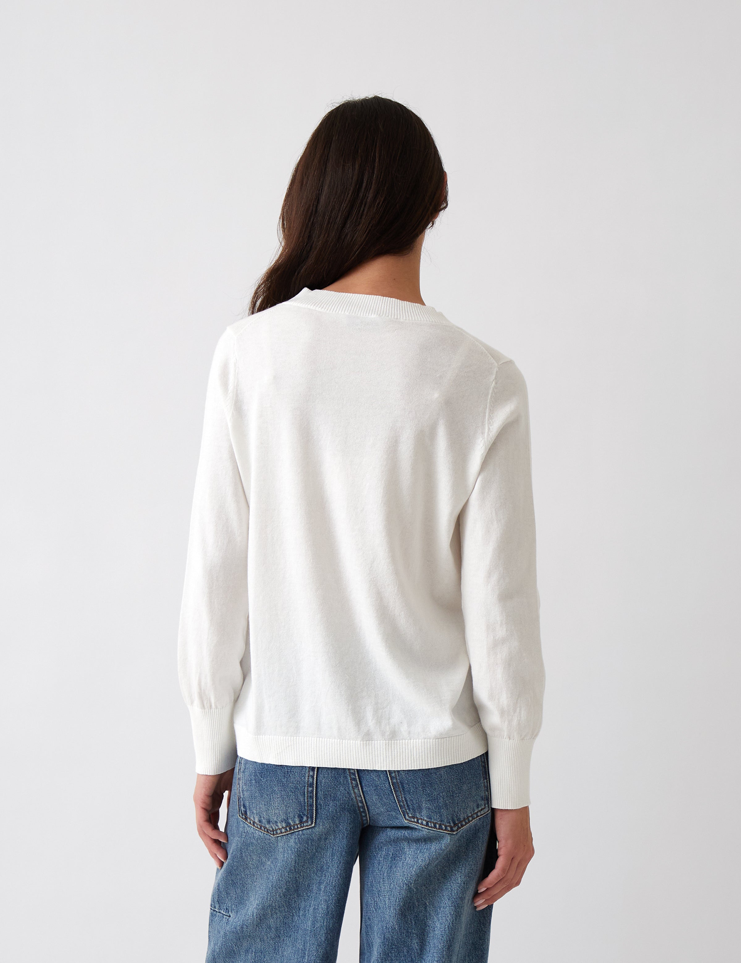 Cotton Cashmere Crew Jumper | Ivory-4