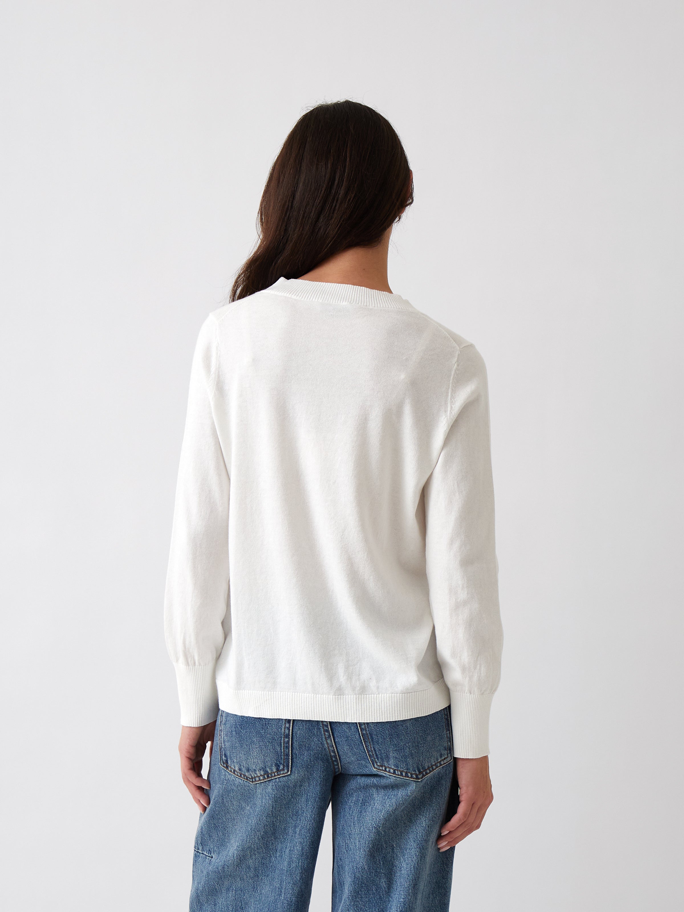 Cotton Cashmere Crew Jumper | Ivory-4