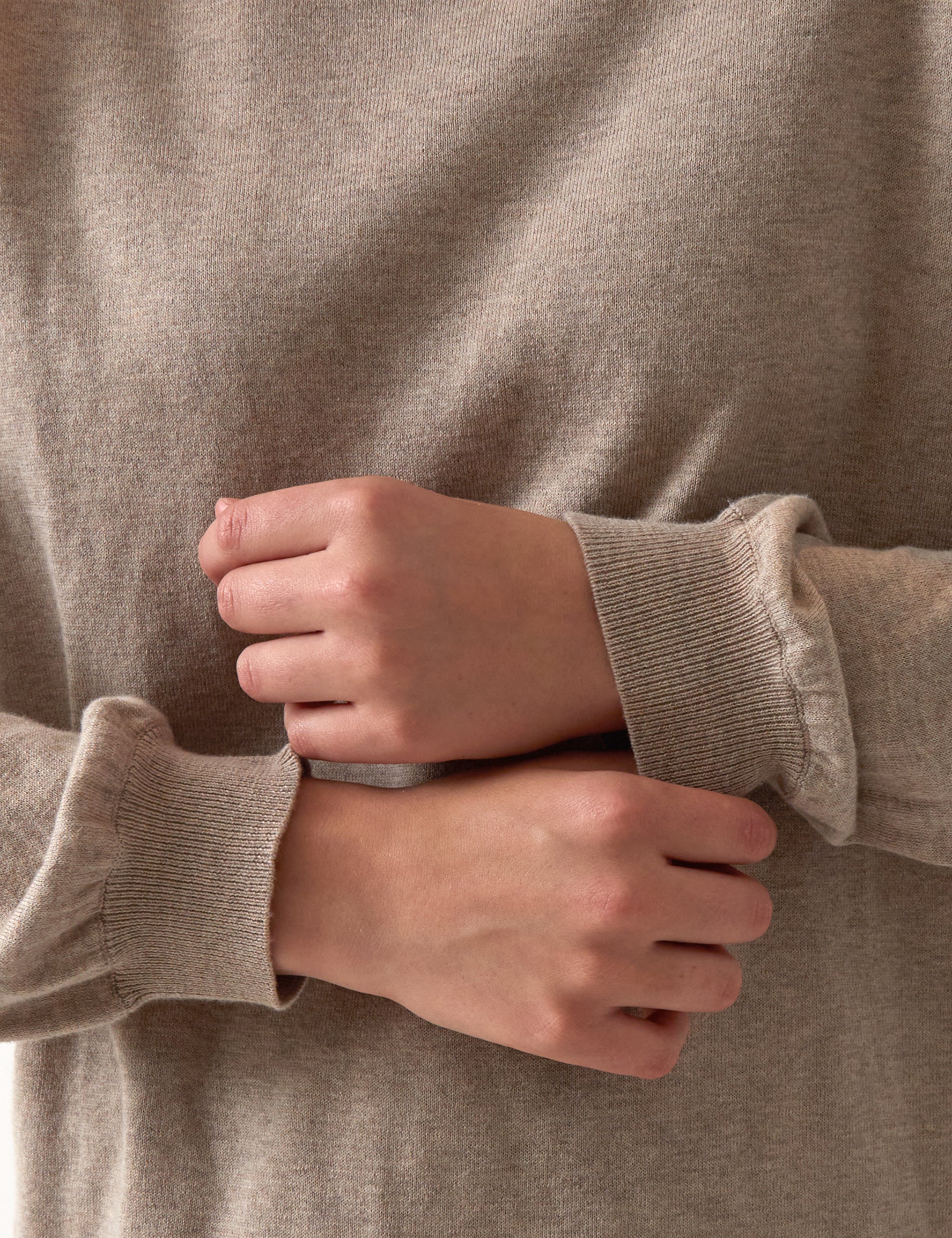 Cotton Cashmere Crew Jumper | Natural-2