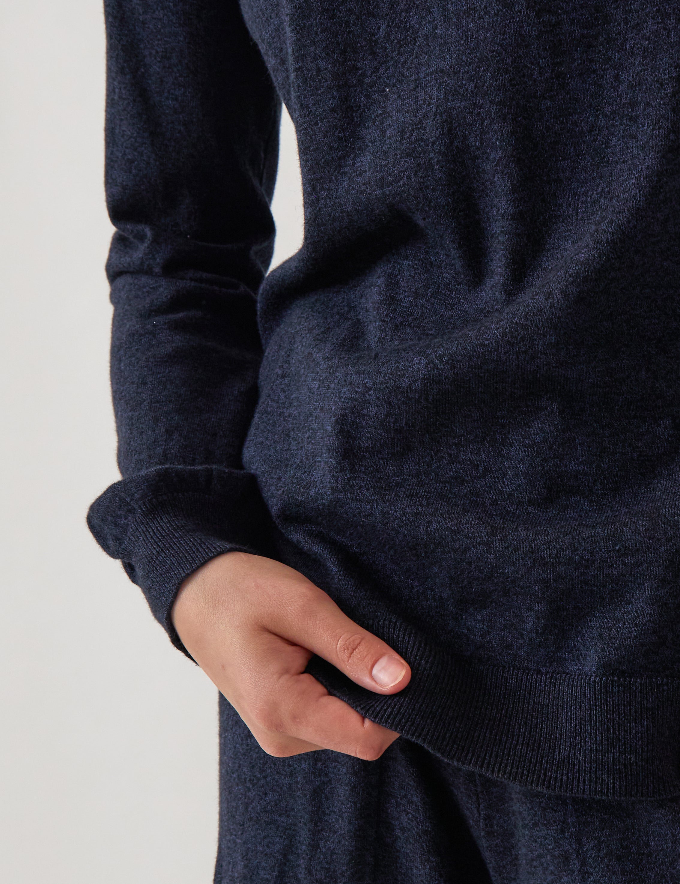 Cotton Cashmere Crew Jumper | Navy-2