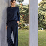 Cotton Cashmere Crew Jumper | Navy-3