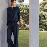 Cotton Cashmere Crew Jumper | Navy-3