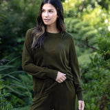 Cotton Cashmere Crew Jumper | Olive-3