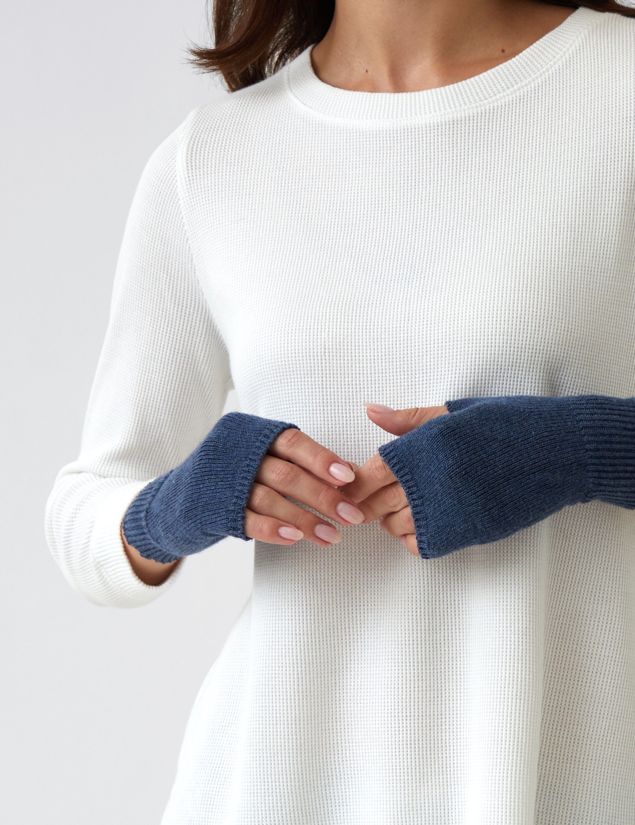 Cotton Cashmere Hand Warmers | Blue-1