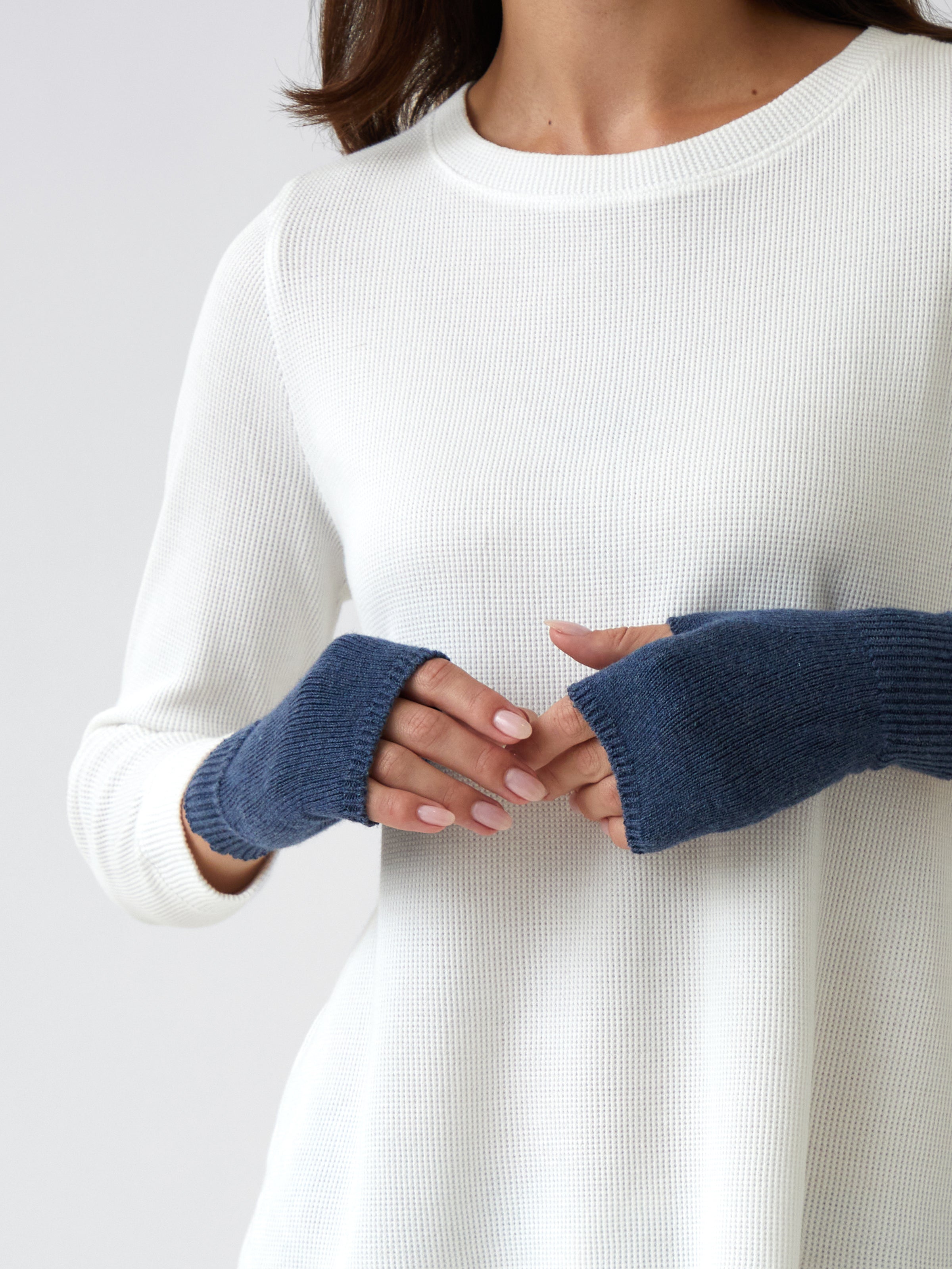 Cotton Cashmere Hand Warmers | Blue-1