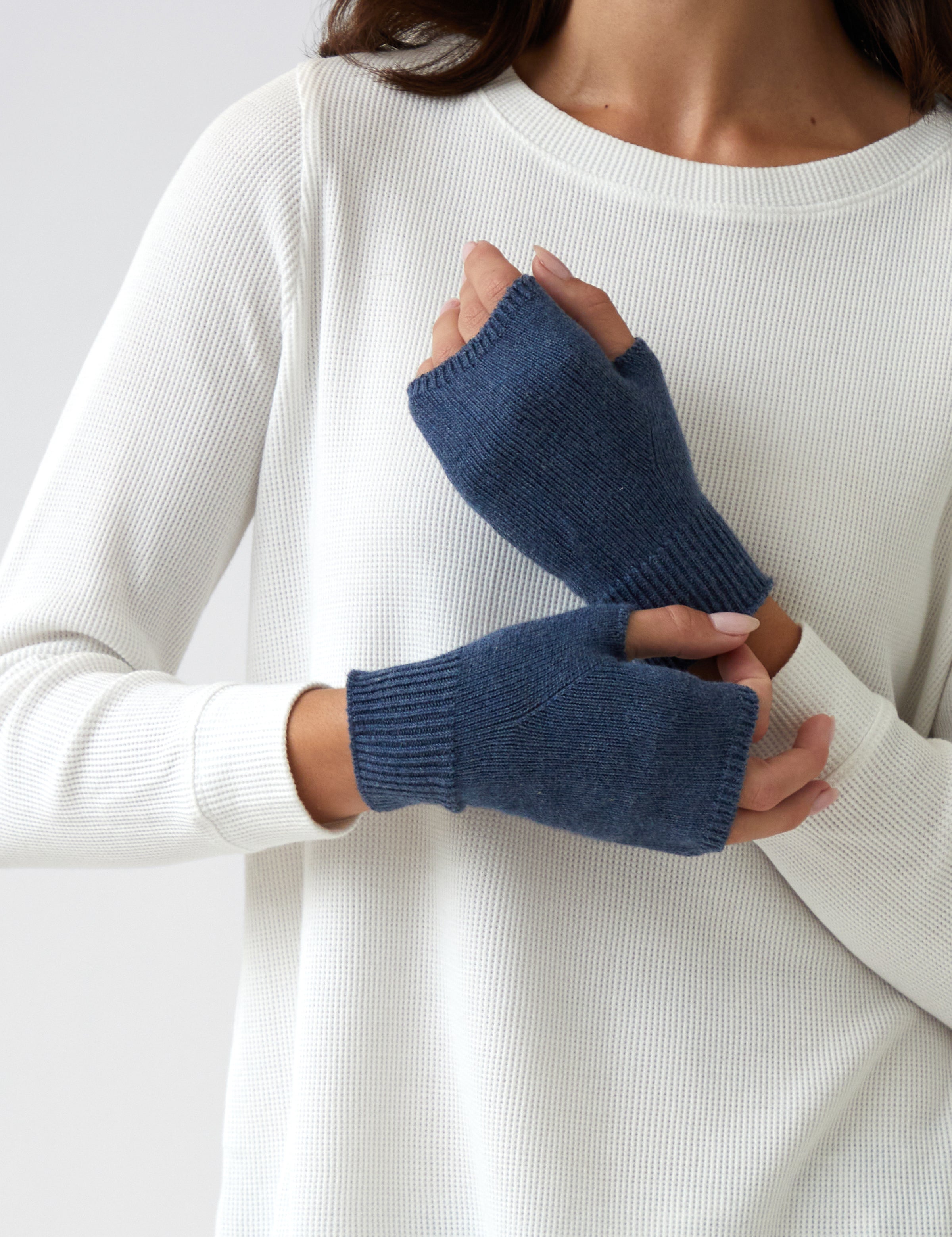 Cotton Cashmere Hand Warmers | Blue-3