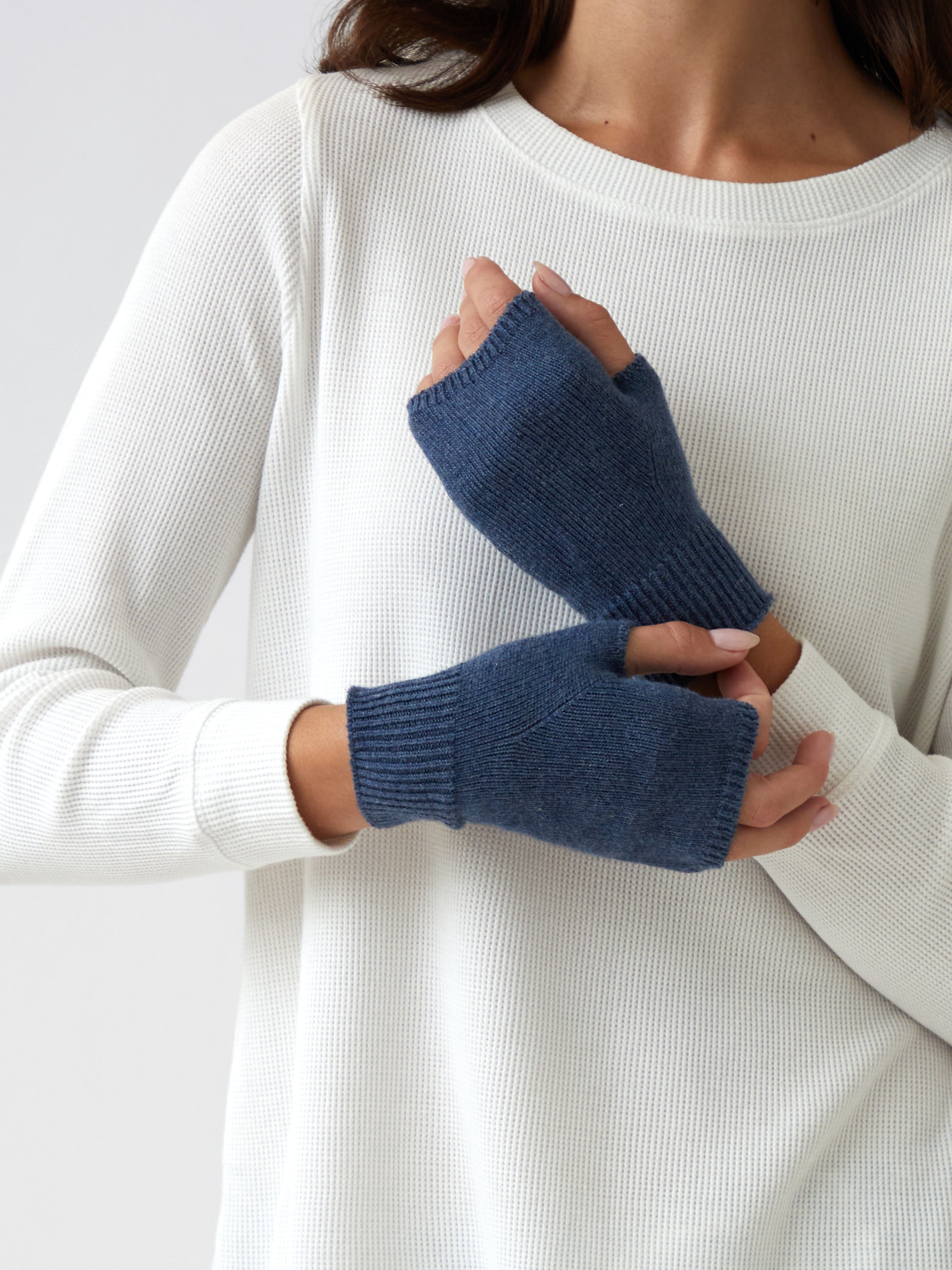 Cotton Cashmere Hand Warmers | Blue-3