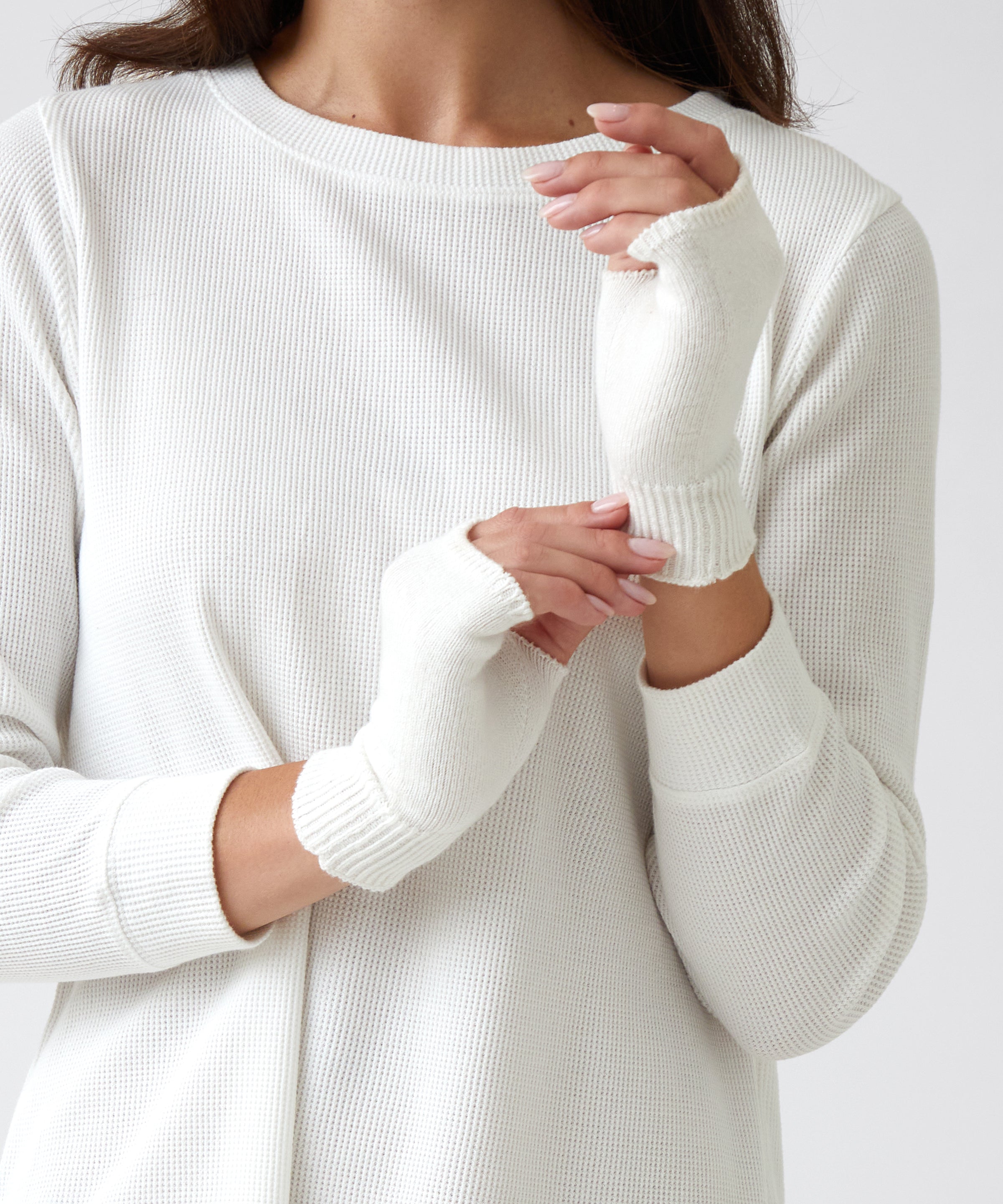 Cotton Cashmere Hand Warmers | Ivory-2