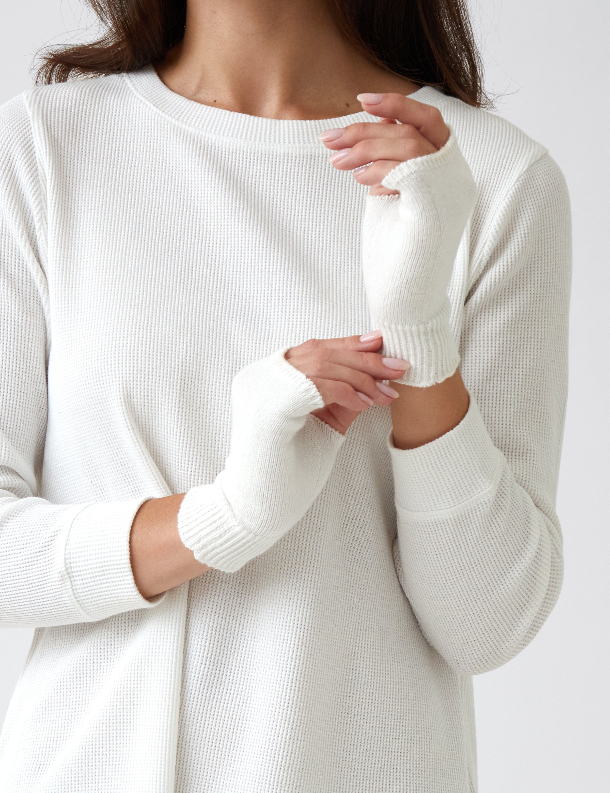 Cotton Cashmere Hand Warmers | Ivory-2