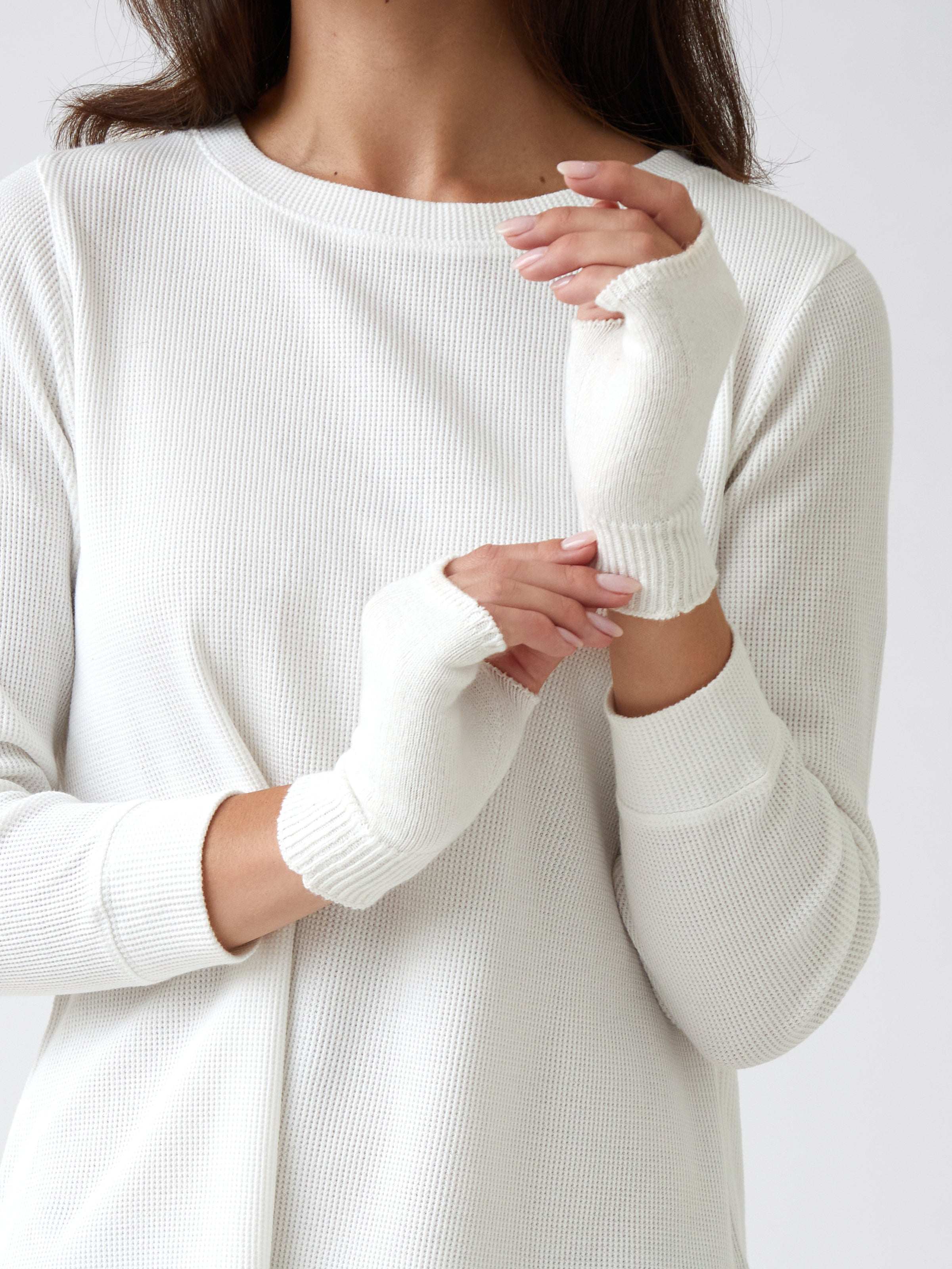 Cotton Cashmere Hand Warmers | Ivory-2